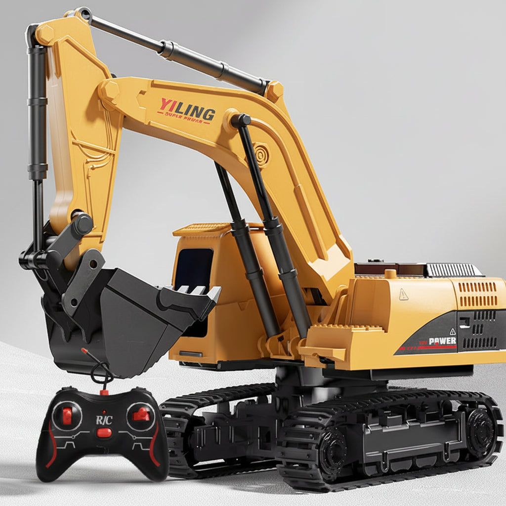 RC Excavator and Dump Truck Toy Set – Lights & Sounds