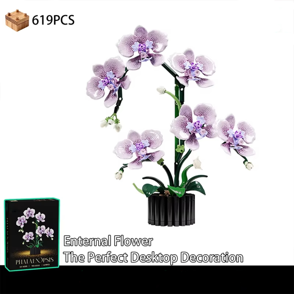 Orchid Flower Building Block Set, 619 Pieces