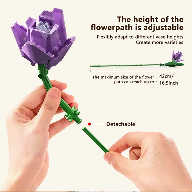 967 pcs Eternal Flowers Building Blocks Artificial Flower Bricks Home Decor Table Valentine's Day Birthday Gifts for Women Girls