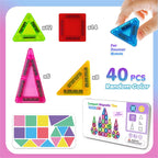 Mini Magnetic Tile Building Set, 40 Pieces, Portable