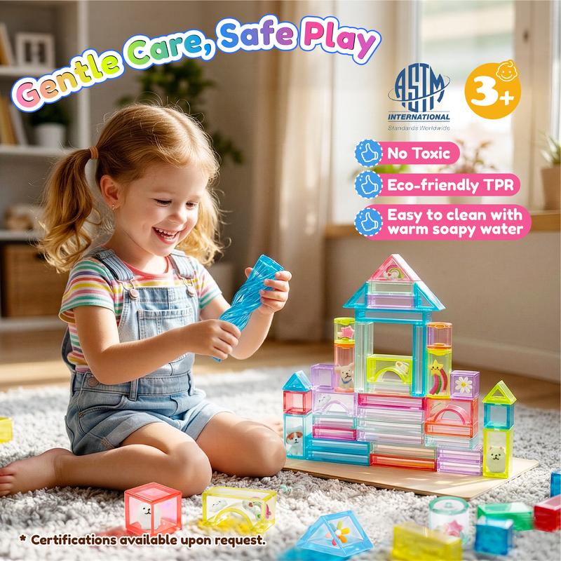 Soft Gel Building Block Stress Relief Toy Set, 40 Pieces