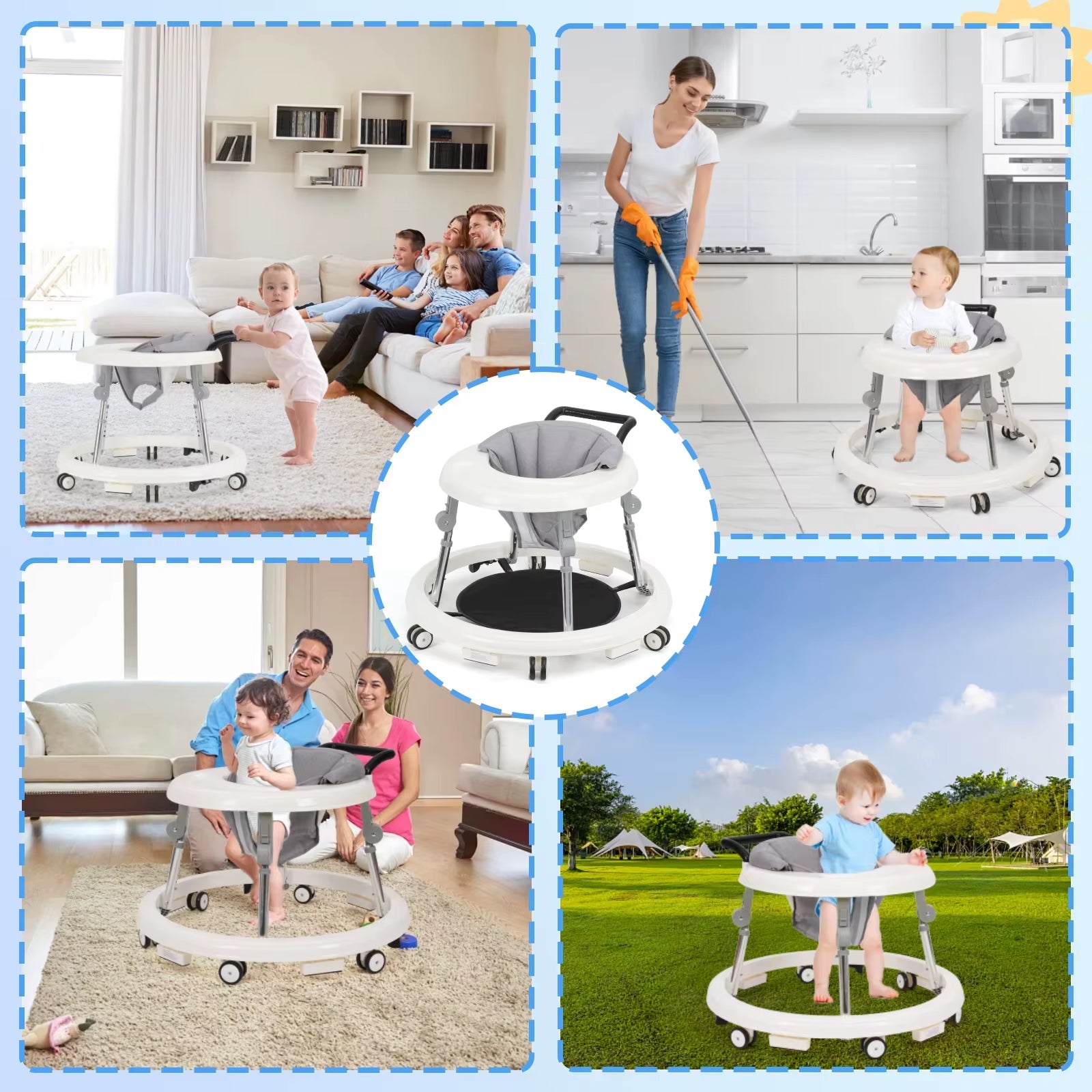Foldable Anti-Rollover Baby Walker