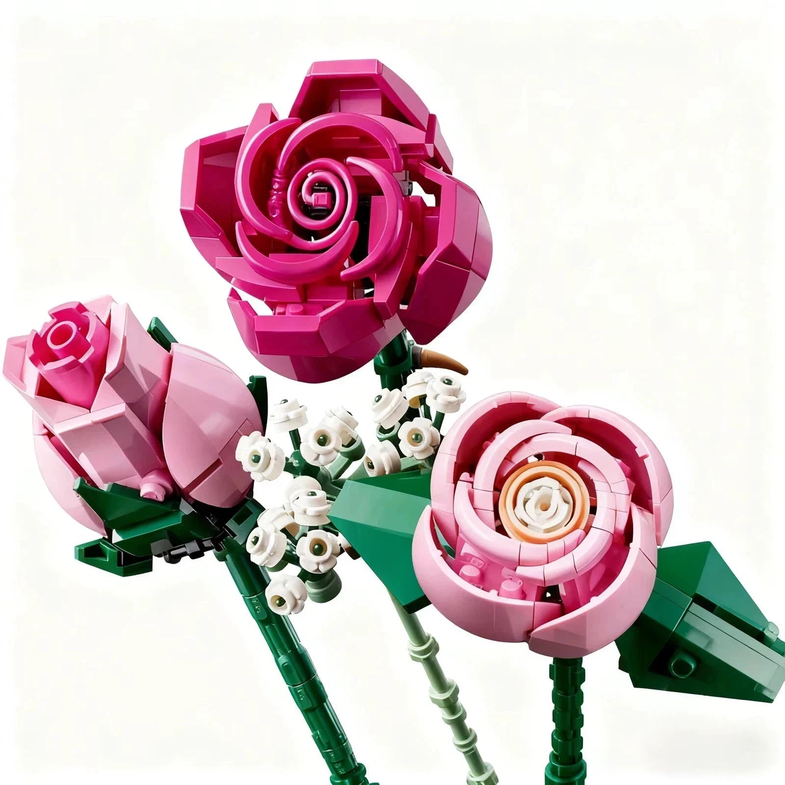 Pink Rose And Star Bouquet Building Block Set