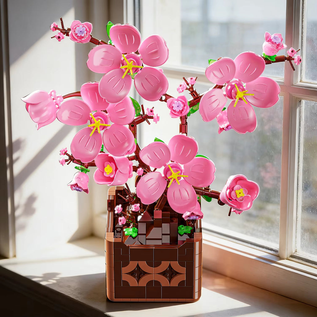 Peach Blossom Potted Plant Building Block Set