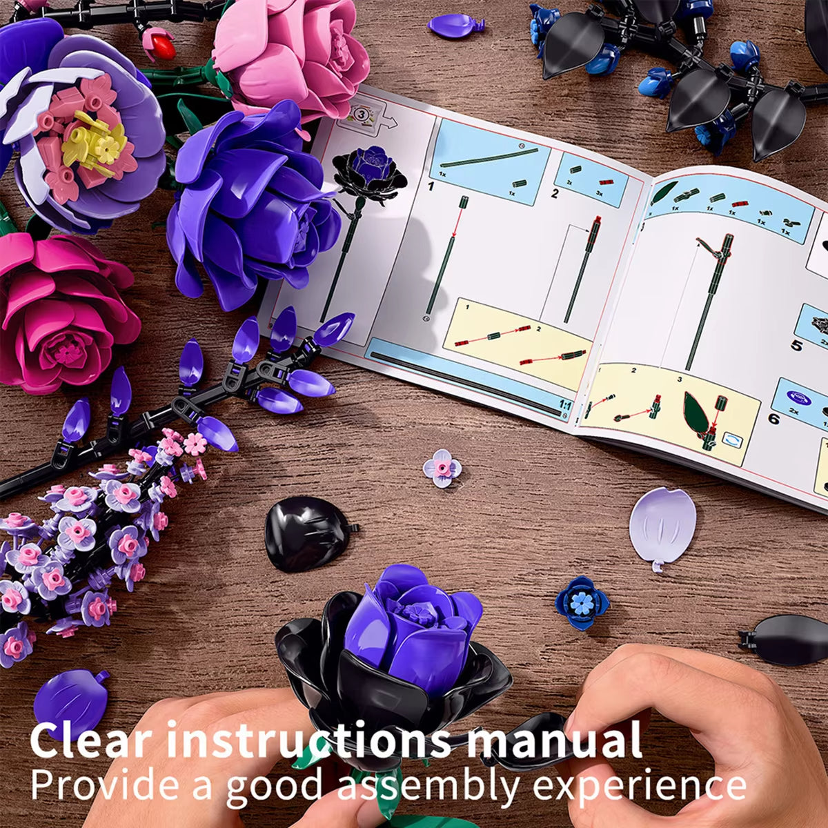 9-in-1 Bouquet Model Building Blocks Educational Toys Flowers Bricks Puzzle Sets Desktop Ornament Valentine's Day Christmas Gift