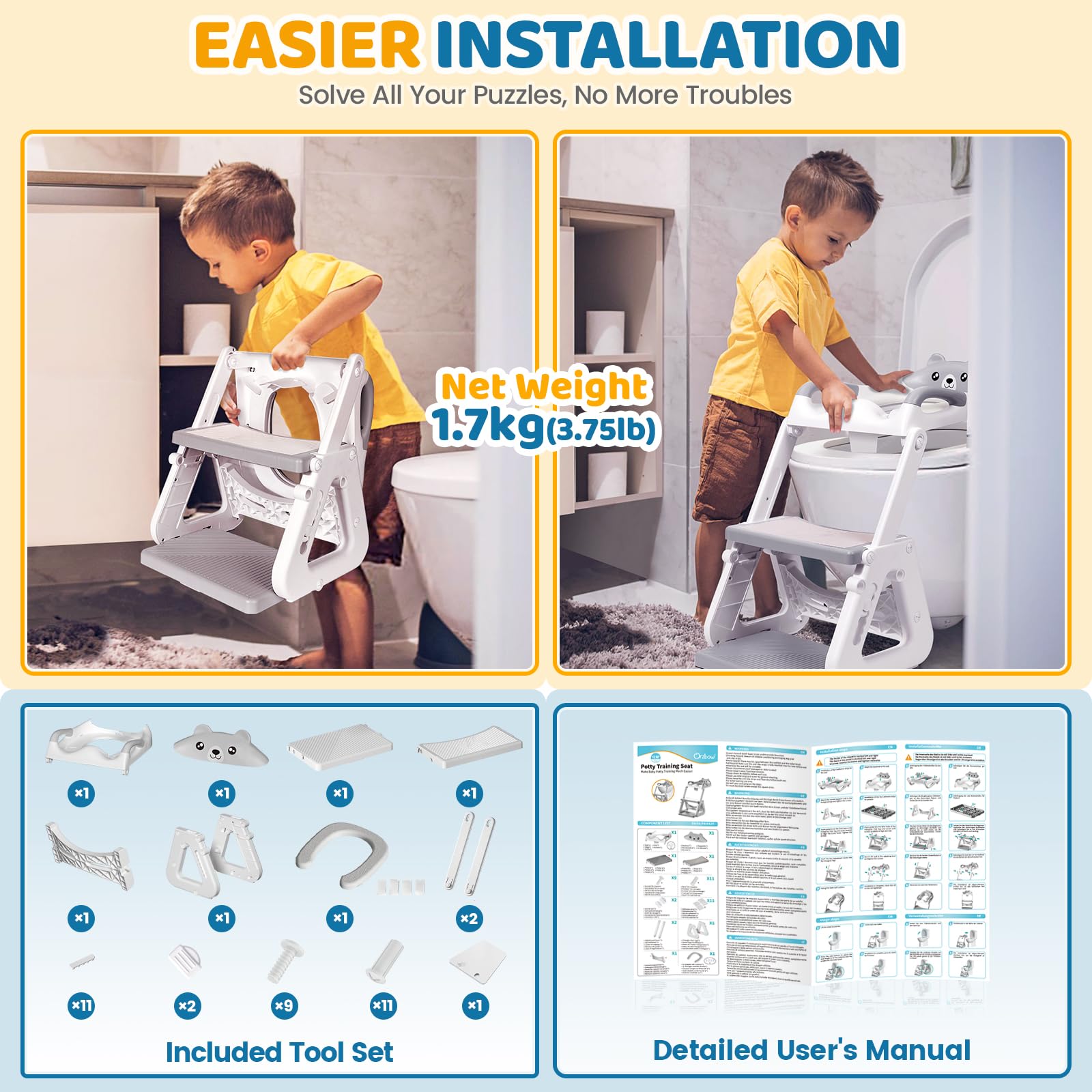 Potty Training Seat with Step Stool Ladder for Toddlers