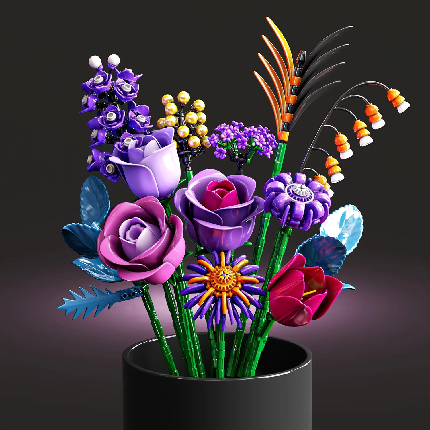 12 Styles Pretty Flower Building Blocks Rose Valentine's Lavender Lily Of The Valley Tulip Bricks DIY Home Ornaments