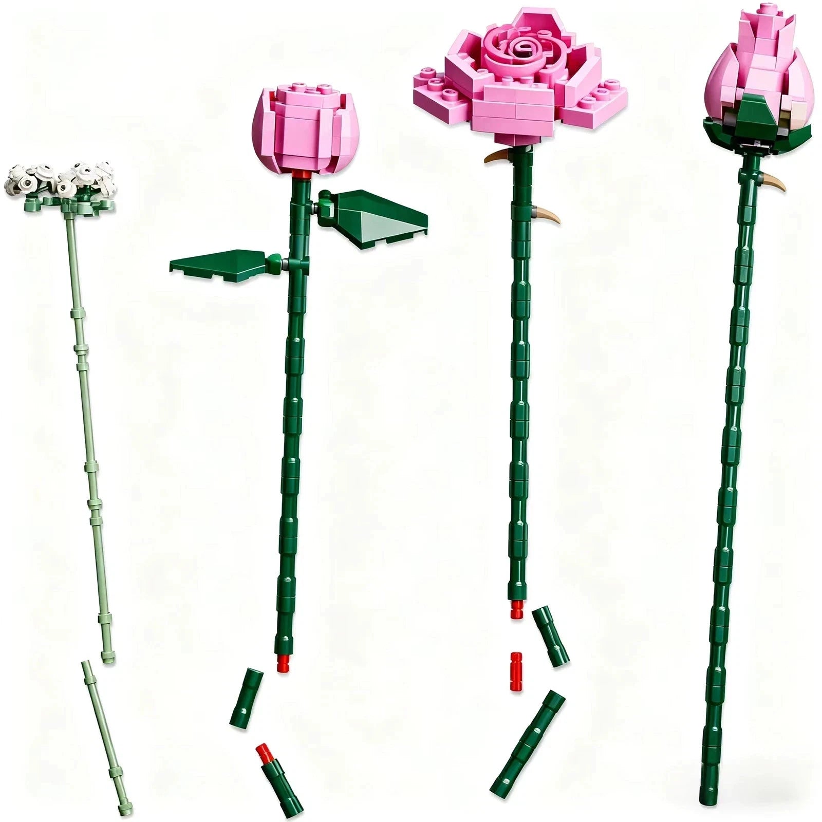 Pink Rose And Star Bouquet Building Block Set