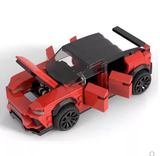 Kids Building Blocks Sports Car Assembly Set - red car side view
