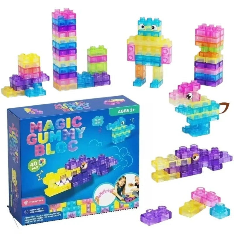 40-Piece Jelly Building Blocks Stress Relief Soft Gel Sensory Toy Set