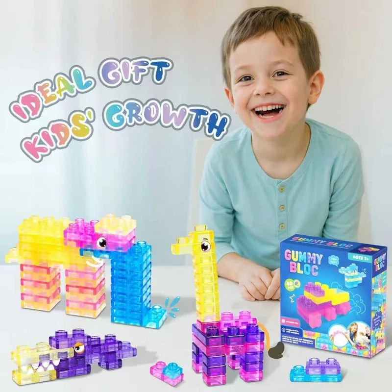 40-Piece Jelly Building Blocks Stress Relief Soft Gel Sensory Toy Set