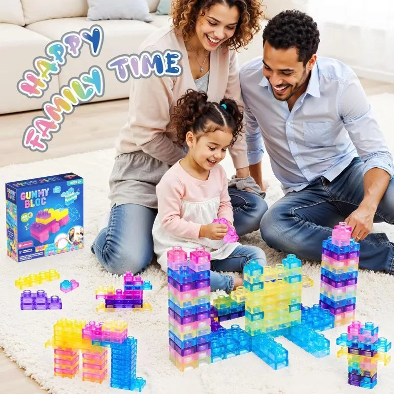 40-Piece Jelly Building Blocks Stress Relief Soft Gel Sensory Toy Set