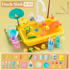 Kids Electric Kitchen Sink Toy Set with Running Water Pretend Play Gift