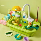 Kids Electric Kitchen Sink Toy Set with Running Water Pretend Play Gift