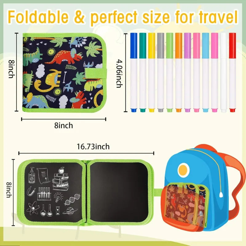 Erasable Magic Doodle Book Reusable Blackboard with Pens Kids Coloring Set