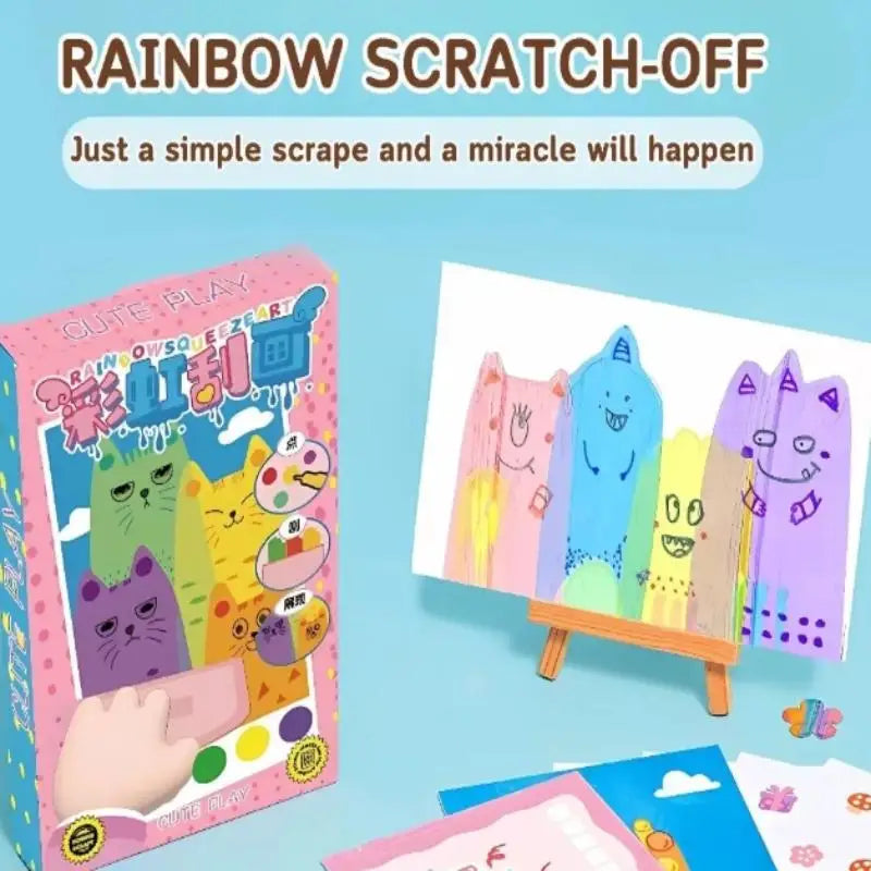 35Pcs Squeegee Art Kids Paint Kit DIY Magic Reveal Rainbow Scratch Art Set