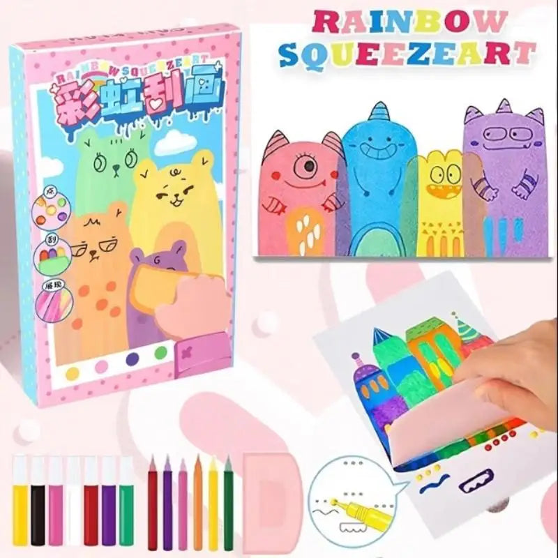 35Pcs Squeegee Art Kids Paint Kit DIY Magic Reveal Rainbow Scratch Art Set