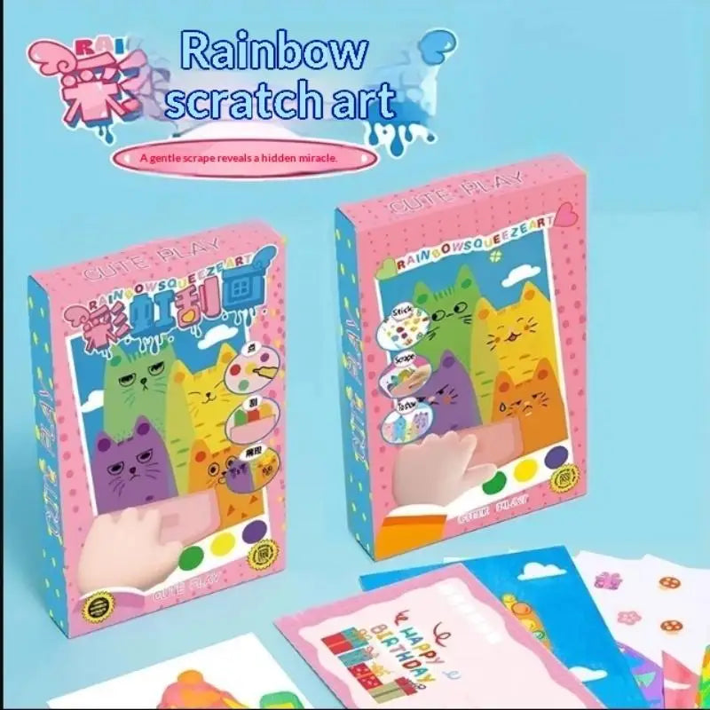 35Pcs Squeegee Art Kids Paint Kit DIY Magic Reveal Rainbow Scratch Art Set