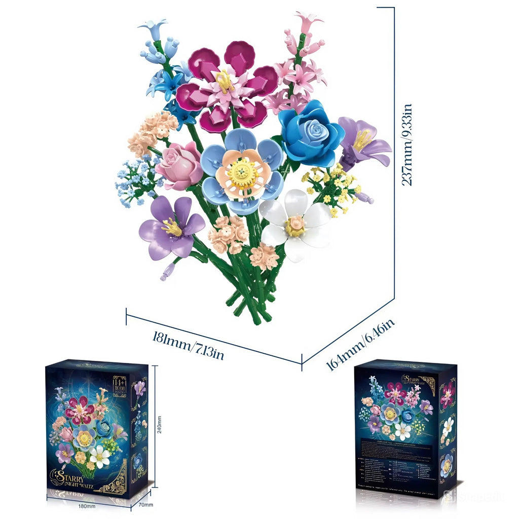 Rose And Hyacinth Bouquet Building Block Set, 730 Pieces