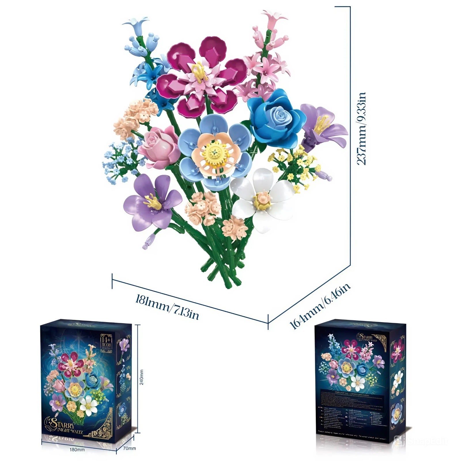 730PCS Rose Hyacinth Gypsophila Flower Bouquet Building Blocks Preserved Flower Model Bricks Desktop Deco Kids Toy Holiday Gift