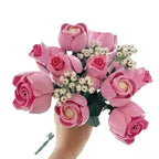 Pink Rose And Star Bouquet Building Block Set