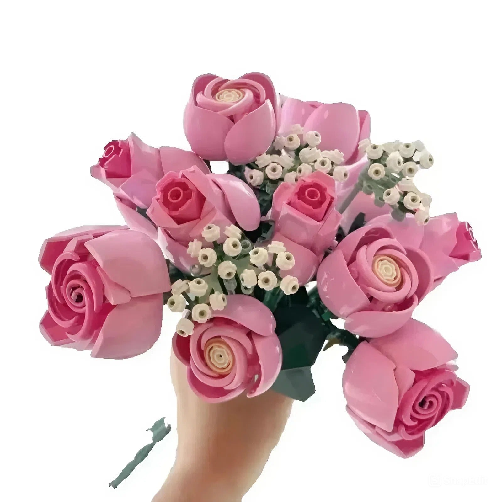 Pink Rose And Star Bouquet Building Block Set