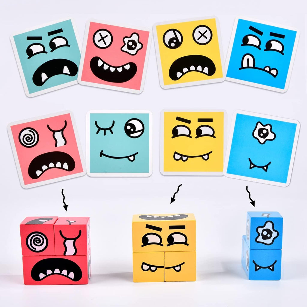 Wooden Face Change Puzzle Blocks